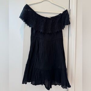 Loveshackfancy Black Off Shoulder Dress